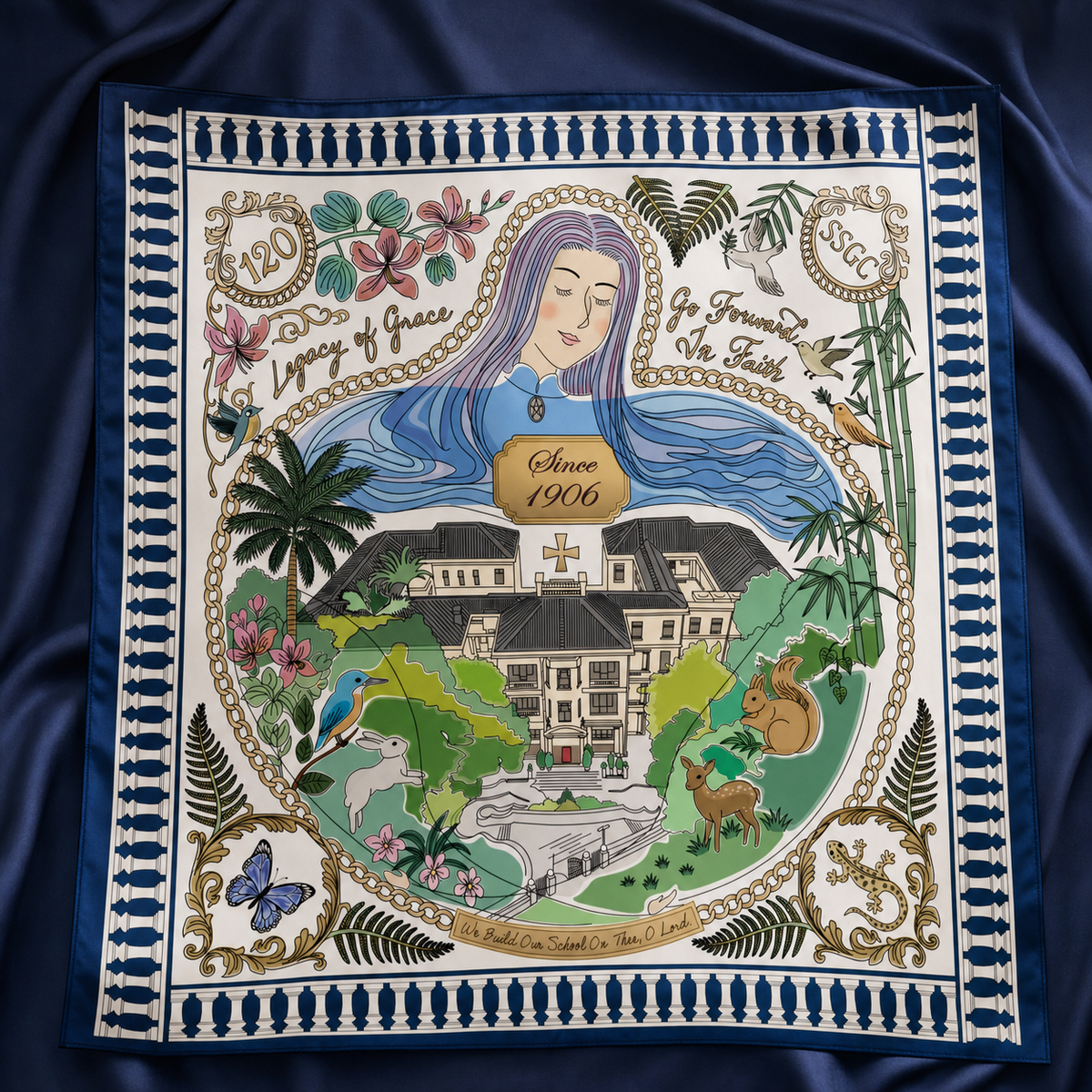 100% Silk Scarf & Ring Set <Garden of Memory 1906>
