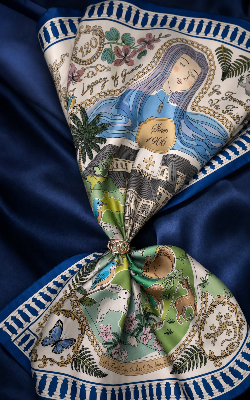 100% Silk Scarf & Ring Set <Garden of Memory 1906>